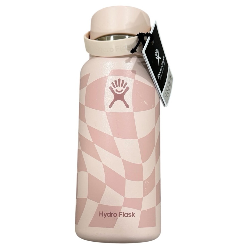 Hydro‎ Flask 32 oz Wide Mouth Flex Straw Checkered Ecru Bottle